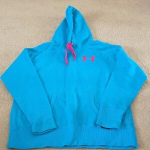 Under Armour Blue Hoodie with Pink Logo, Women's Large.